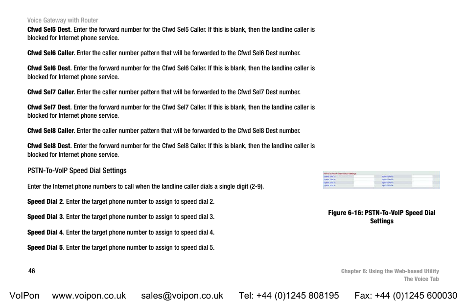 Figure 6-16: pstn-to-voip speed dial settings | Linksys SPA3102 User Manual | Page 54 / 100