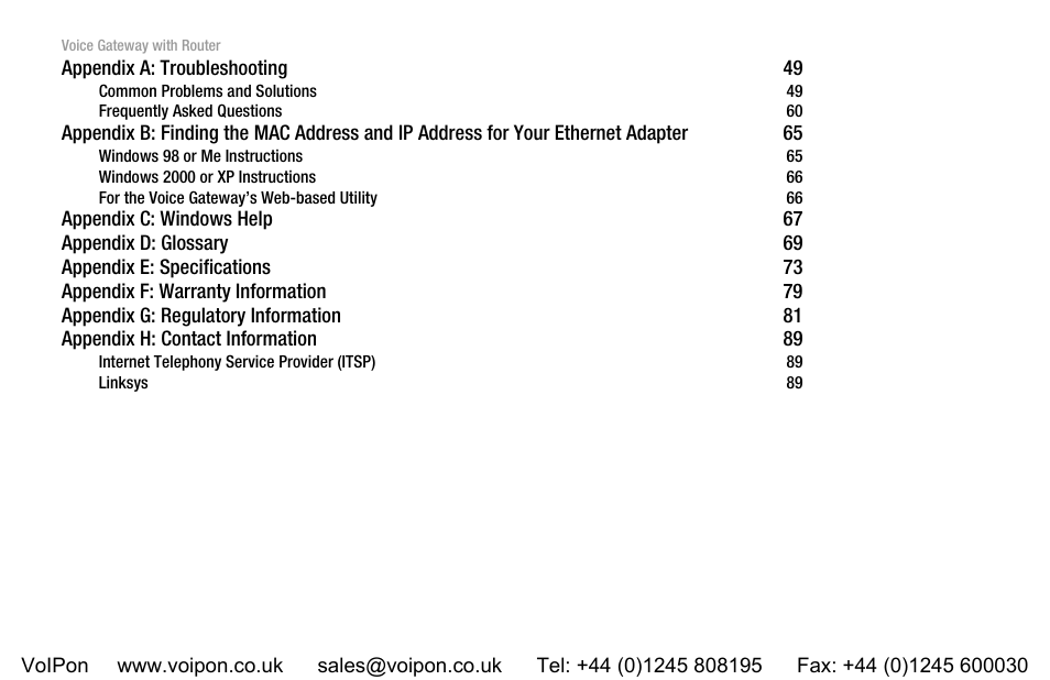 Linksys SPA3102 User Manual | Page 6 / 100