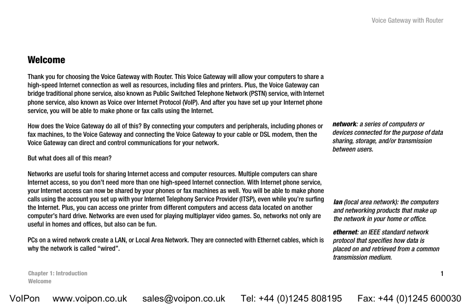 Chapter 1: introduction, Welcome | Linksys SPA3102 User Manual | Page 9 / 100