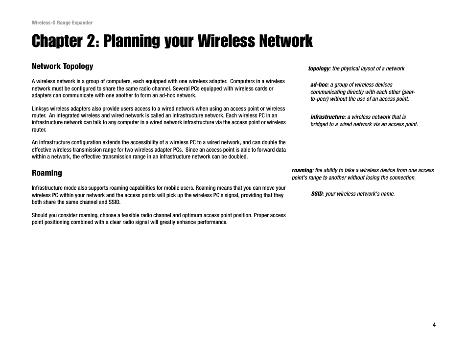 Chapter 2: planning your wireless network | Linksys Network Router User Manual | Page 7 / 42
