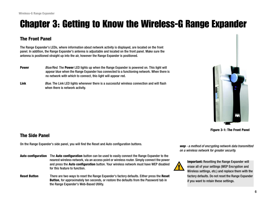 The front panel, The side panel | Linksys Network Router User Manual | Page 9 / 42