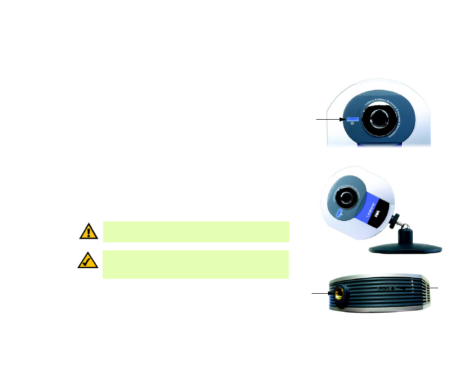 Camera led, Camera head, Camera reset button | Linksys COMPACT WIRELESS-G INTERNET VIDEO CAMERA WVC54GC User Manual | Page 14 / 92