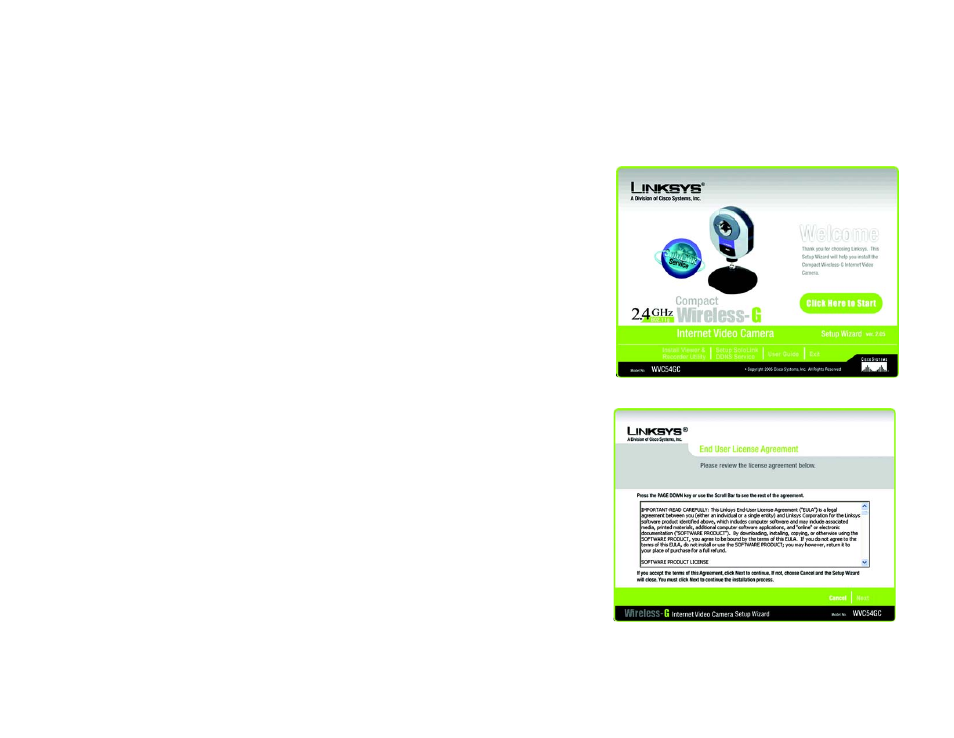 Setup wizard | Linksys COMPACT WIRELESS-G INTERNET VIDEO CAMERA WVC54GC User Manual | Page 18 / 92