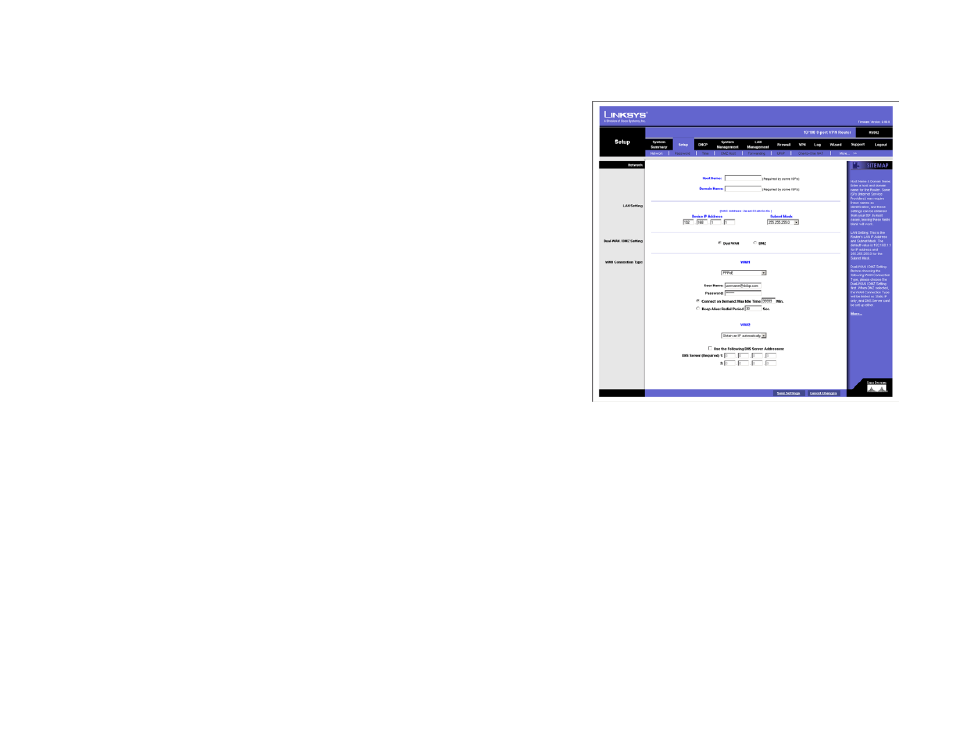 Setup tab - network | Linksys RV082 User Manual | Page 30 / 103