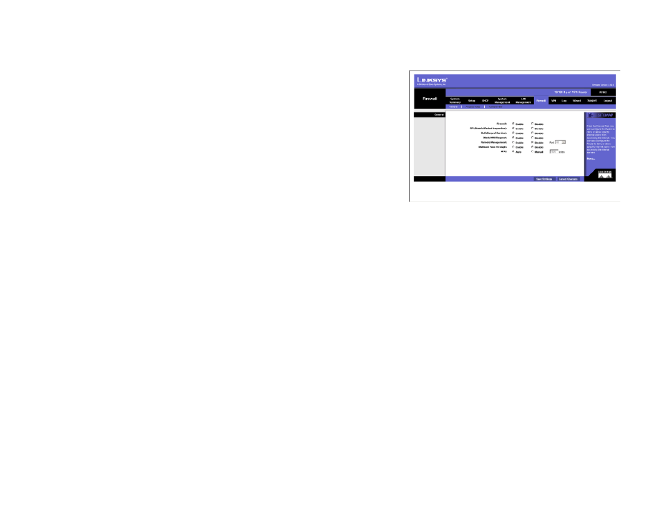 Firewall tab - general | Linksys RV082 User Manual | Page 44 / 103