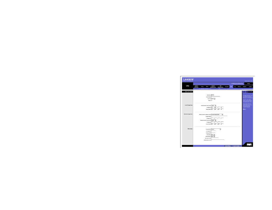 Vpn tab - gateway to gateway | Linksys RV082 User Manual | Page 49 / 103