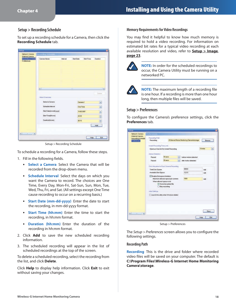 Installing and using the camera utility | Linksys WVC54GCA User Manual | Page 19 / 55
