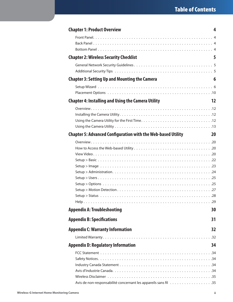 Linksys WVC54GCA User Manual | Page 3 / 55