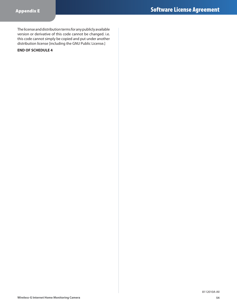 Software license agreement | Linksys WVC54GCA User Manual | Page 55 / 55