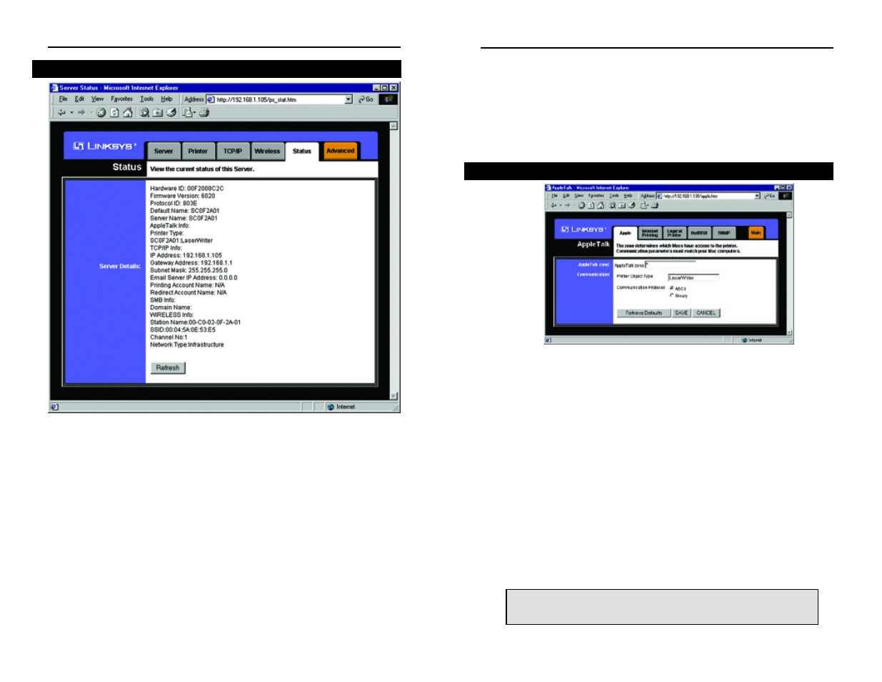 Advanced properties | Linksys Wireless PrintServer WPS11 User Manual | Page 16 / 30