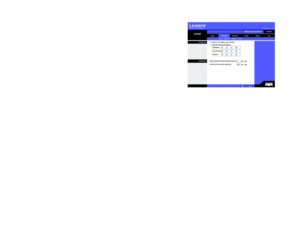 The protocol tab - tcp/ip | Linksys WPS54G User Manual | Page 26 / 74