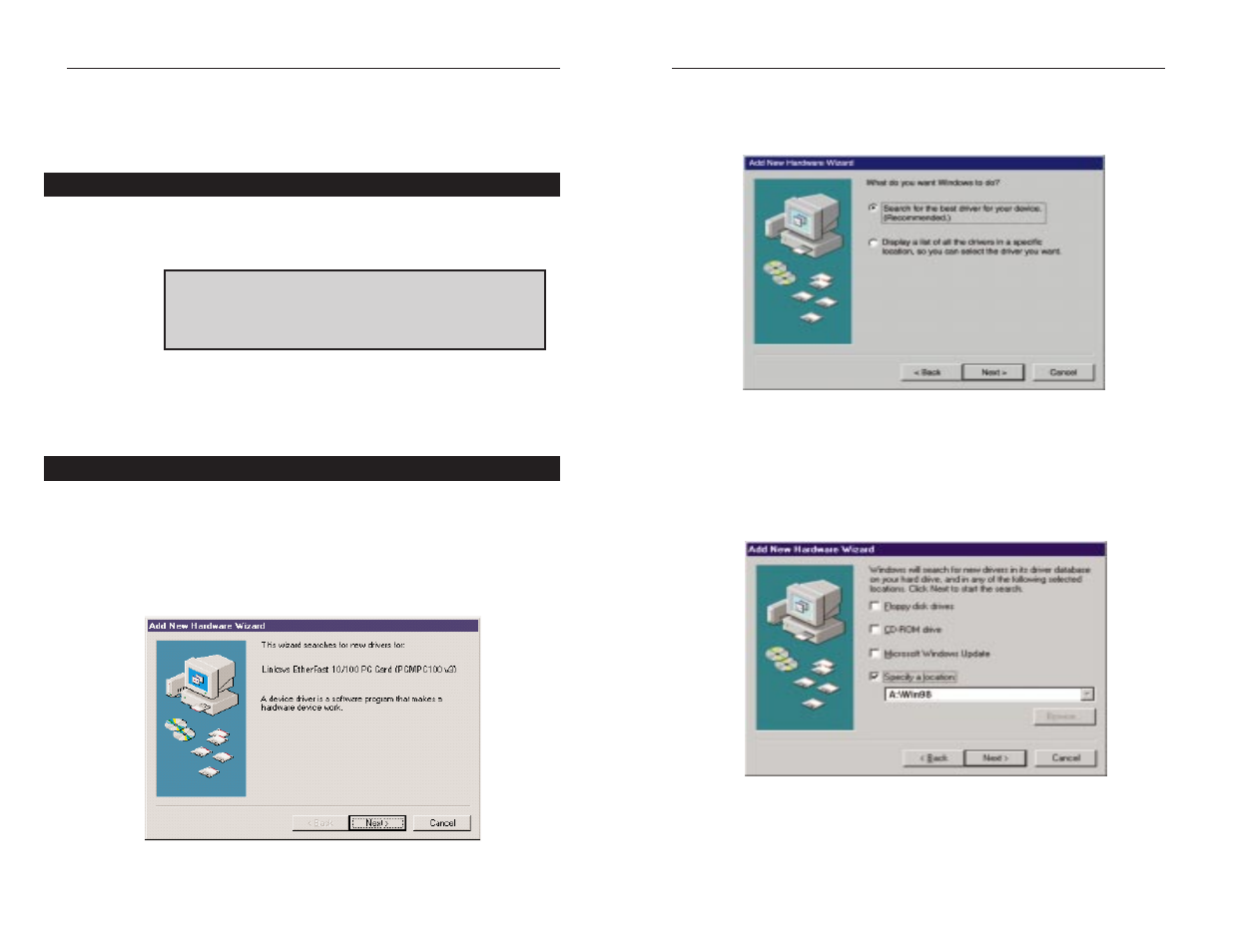 Windows 98 installation and setup | Linksys PCMPC100 v3 User Manual | Page 11 / 32
