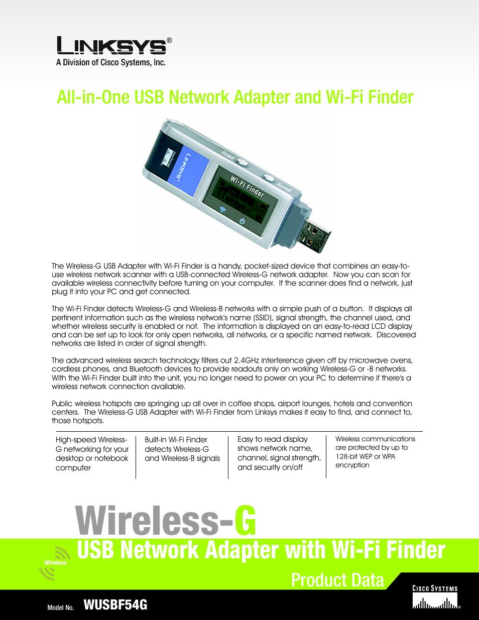 Linksys WUSBF54G User Manual | 2 pages