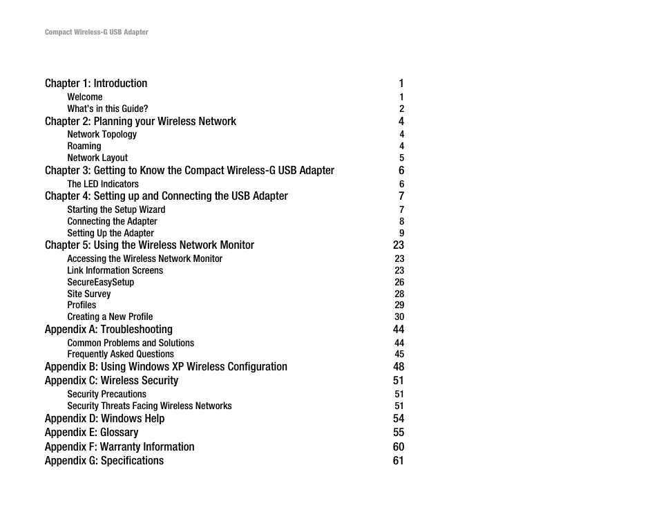 Linksys WUSB54GC User Manual | Page 3 / 76