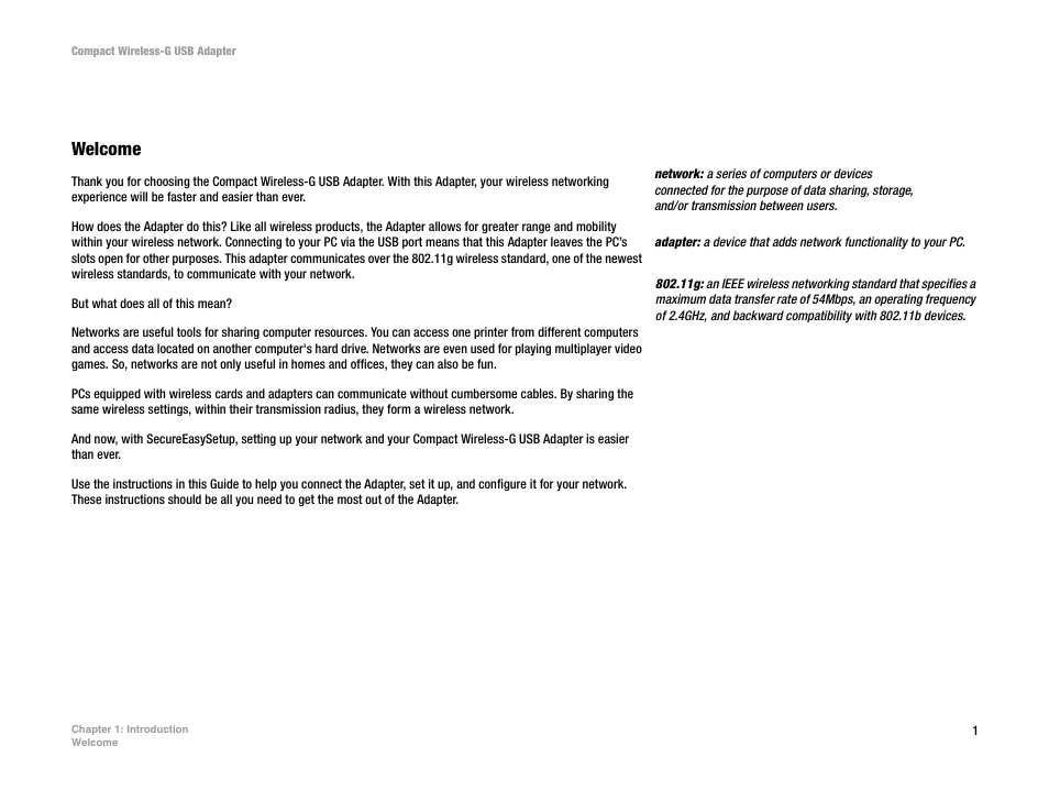 Chapter 1: introduction | Linksys WUSB54GC User Manual | Page 8 / 76