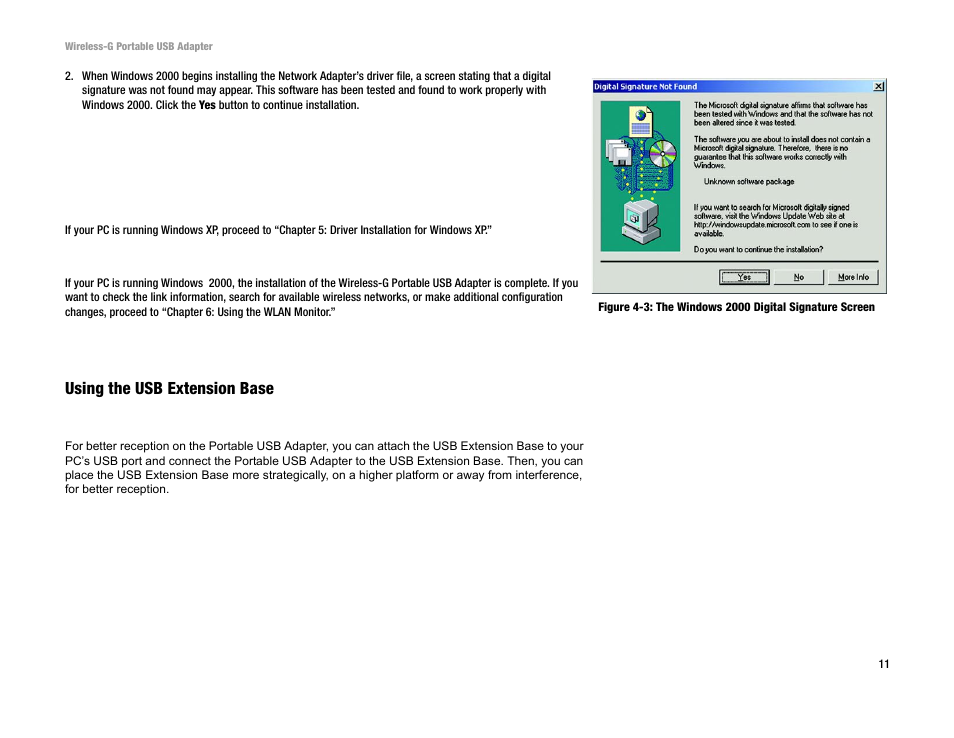 Using the usb extension base | Linksys WUSB54GP User Manual | Page 17 / 45