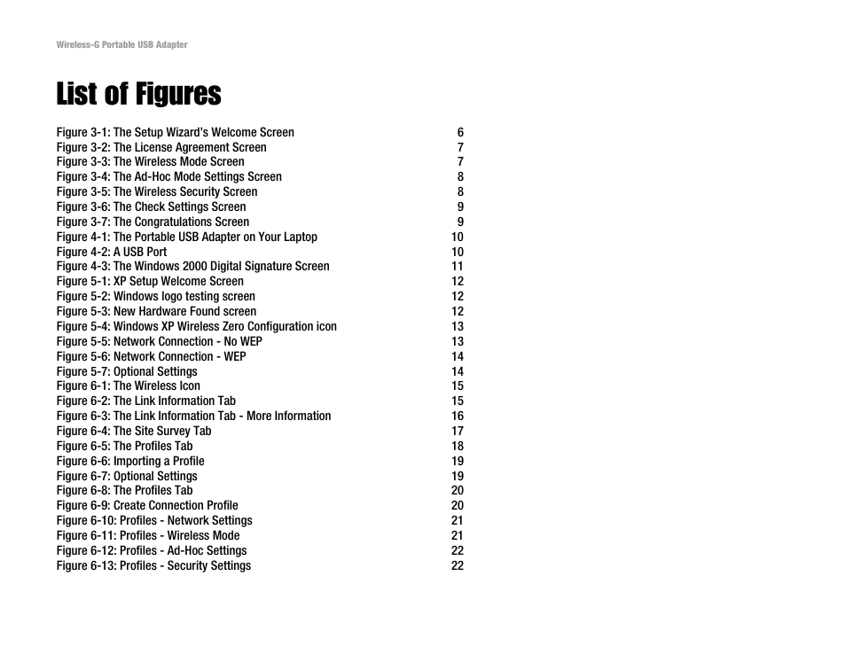 List of figures | Linksys WUSB54GP User Manual | Page 5 / 45