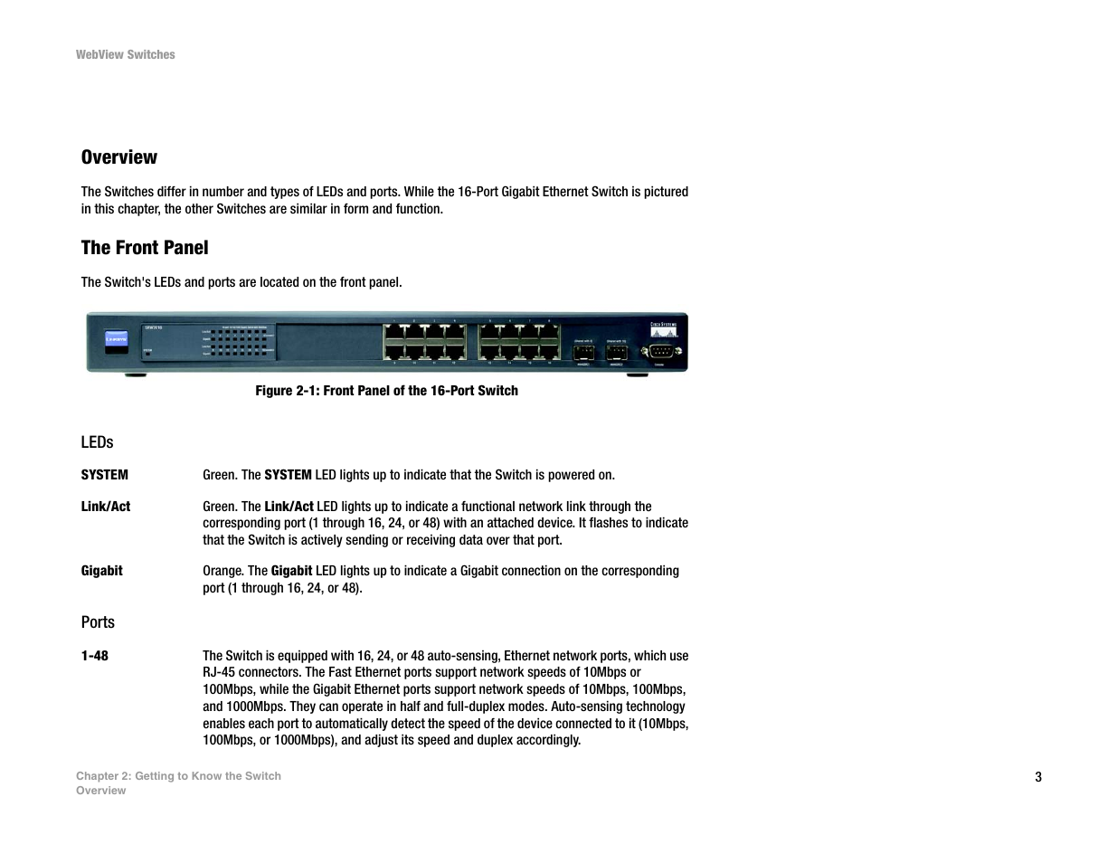 Chapter 2: getting to know the switch | Linksys SRW2016 User Manual | Page 13 / 123