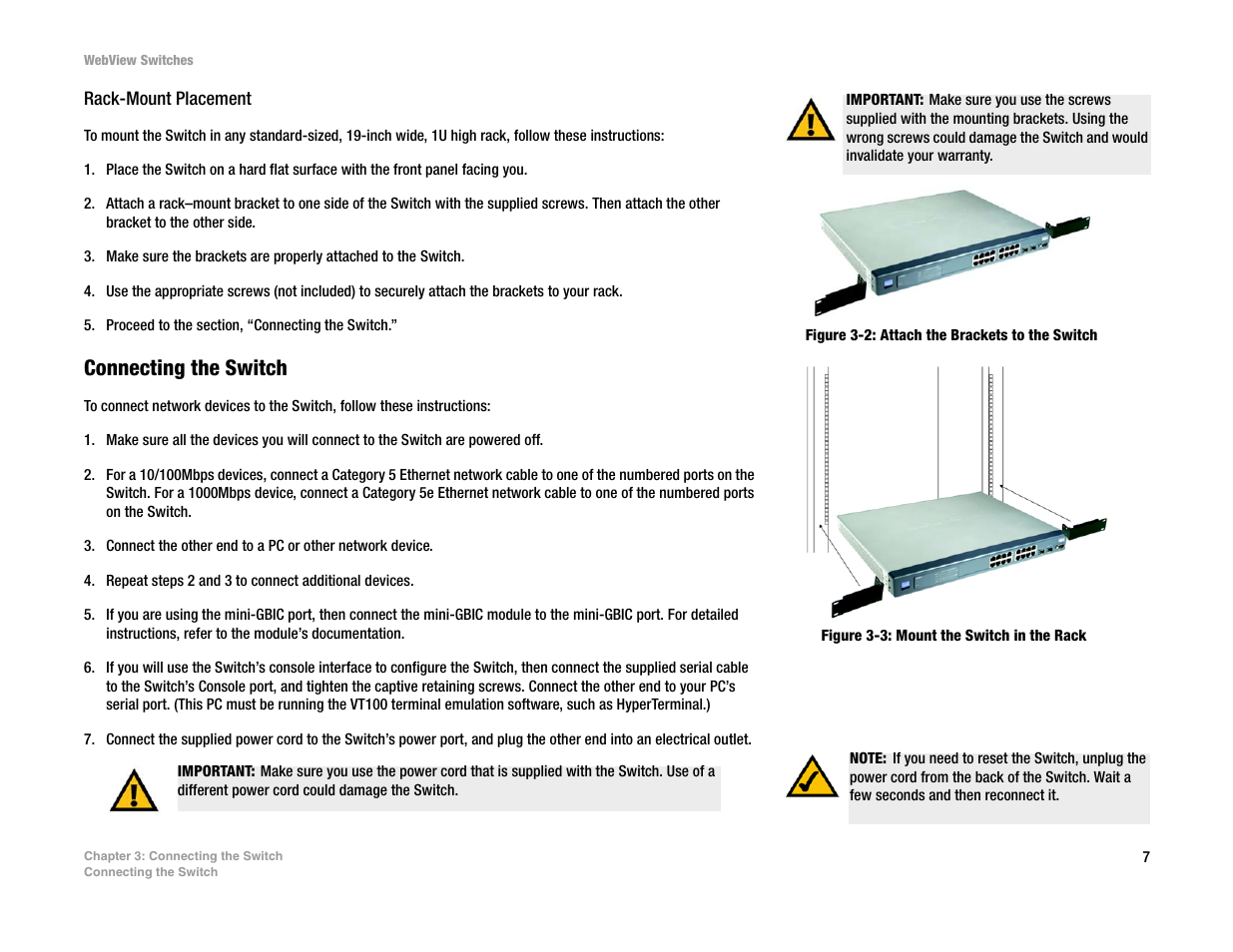 Connecting the switch | Linksys SRW2016 User Manual | Page 17 / 123