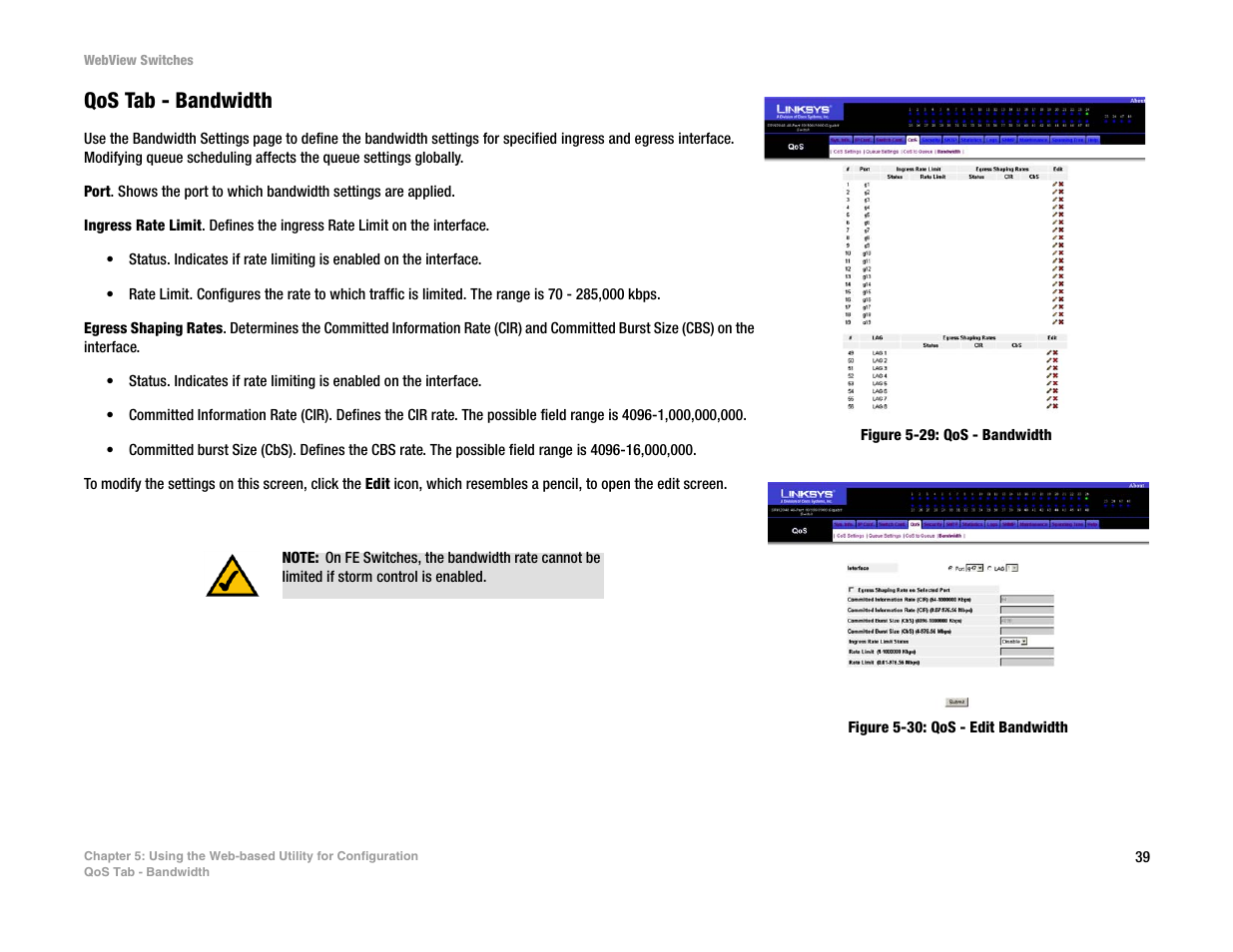 Qos tab - bandwidth | Linksys SRW2016 User Manual | Page 49 / 123