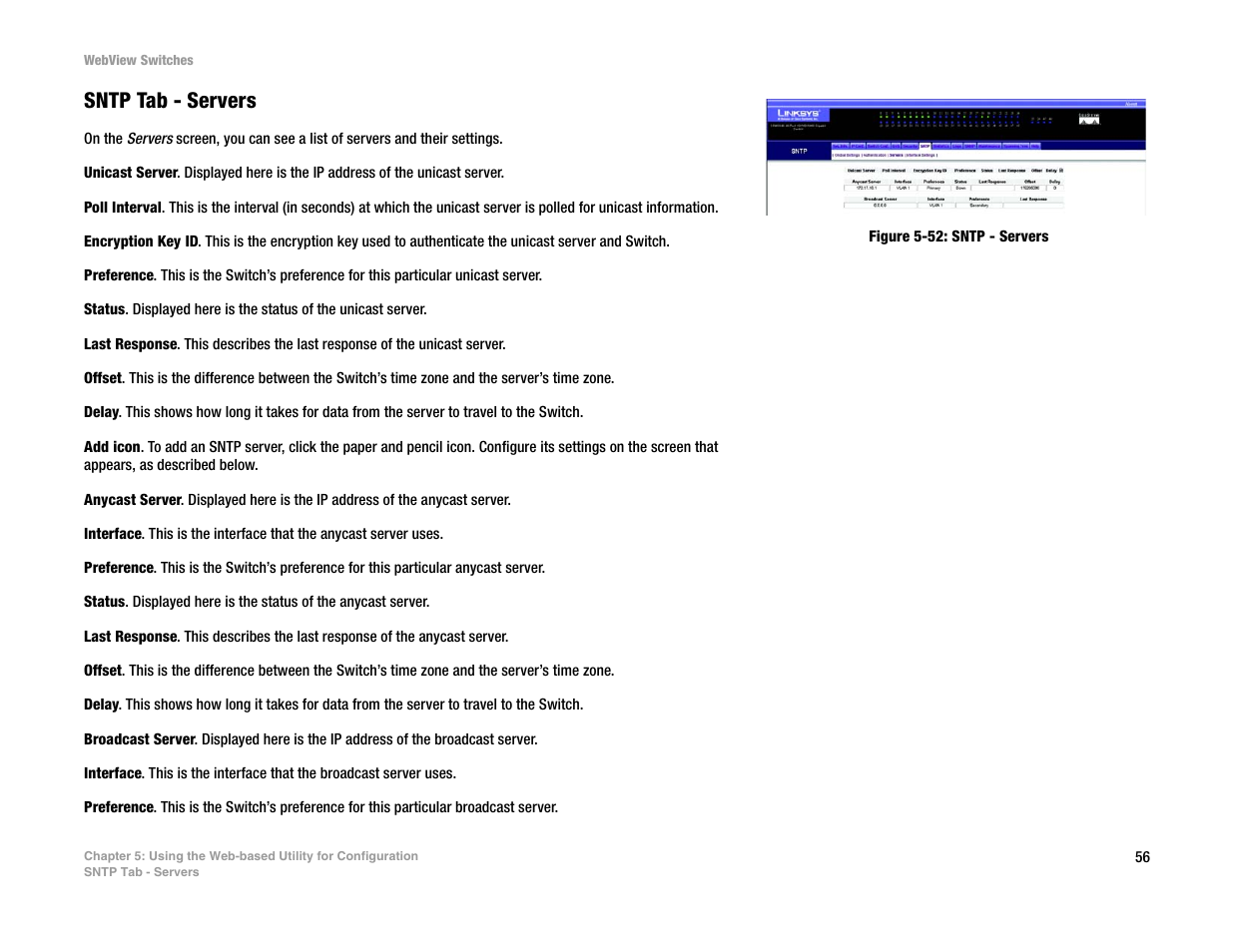 Sntp tab - servers | Linksys SRW2016 User Manual | Page 66 / 123