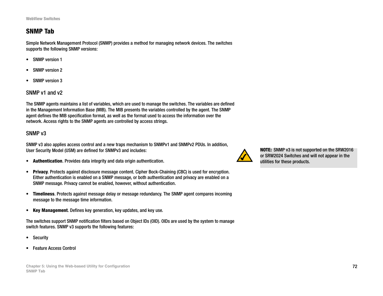 Snmp tab | Linksys SRW2016 User Manual | Page 82 / 123