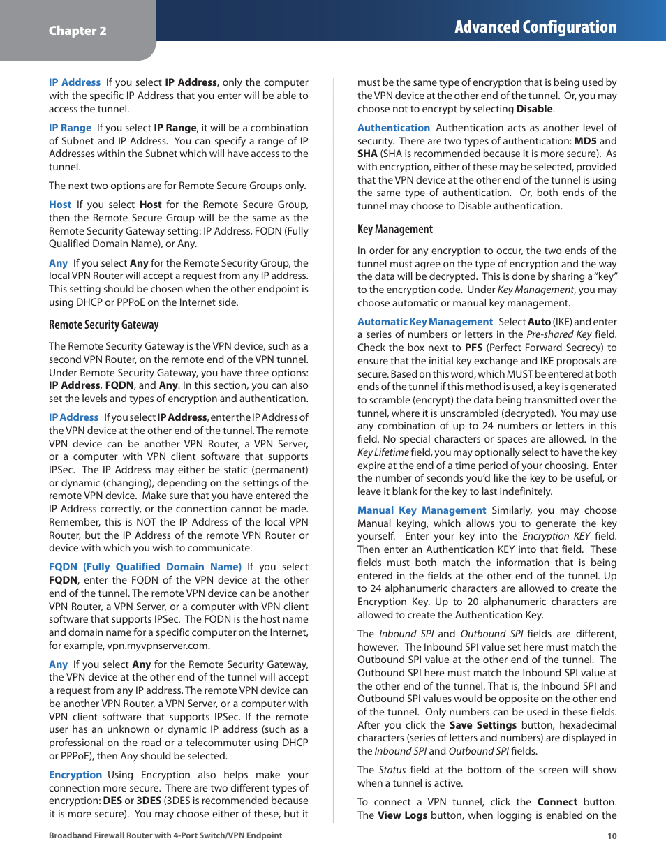 Advanced configuration | Linksys BEFSX41 User Manual | Page 13 / 43