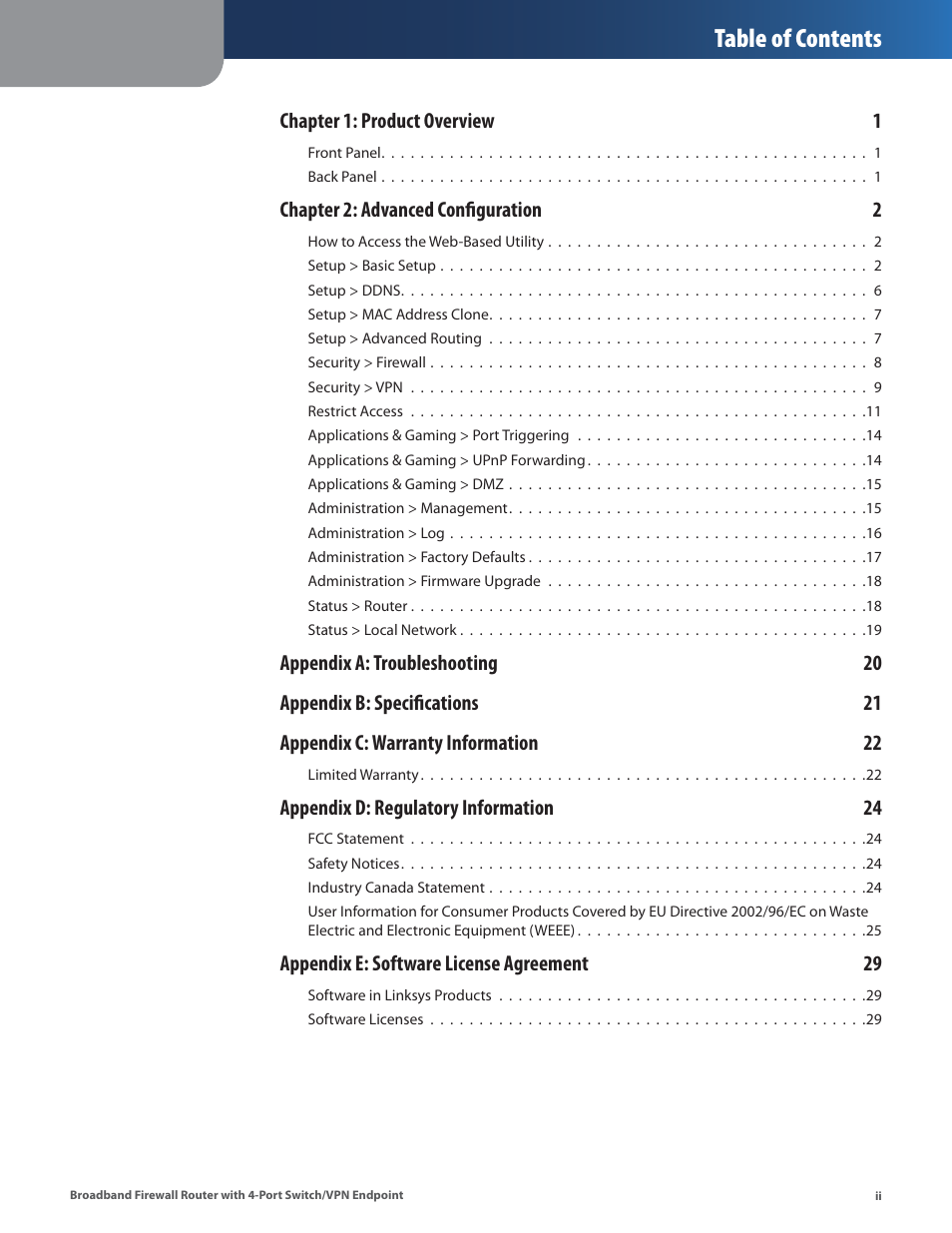 Linksys BEFSX41 User Manual | Page 3 / 43