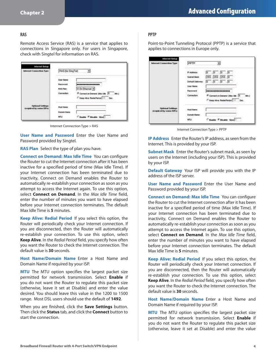 Advanced configuration | Linksys BEFSX41 User Manual | Page 7 / 43