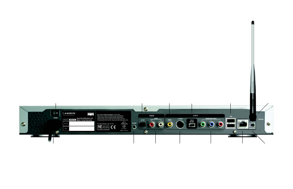 Back panel | Linksys WMCE54AG User Manual | Page 11 / 58