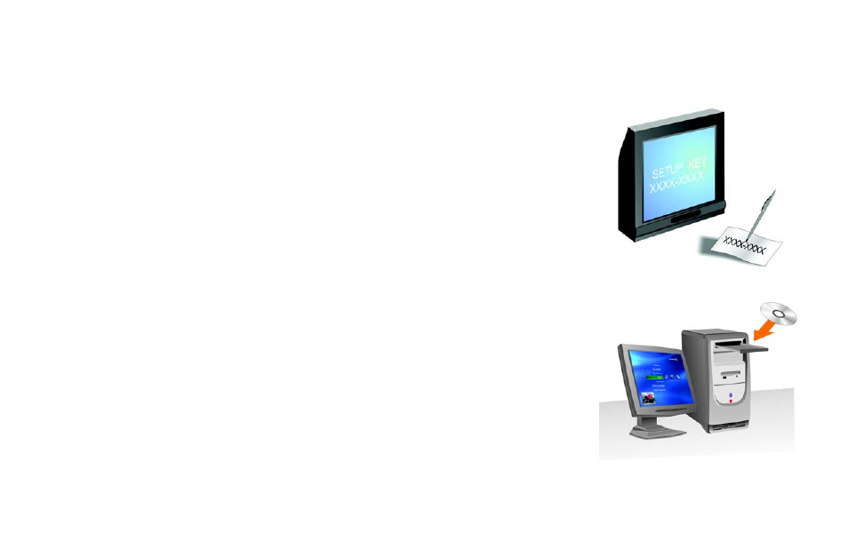 Chapter 4: setting up the media center extender, Figure 4-1: write down the setup key, Figure 4-2: insert the setup cd | Linksys WMCE54AG User Manual | Page 23 / 58