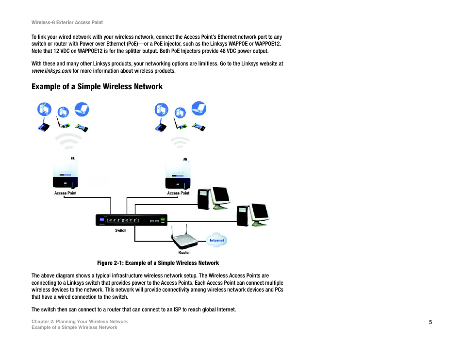 Example of a simple wireless network | Linksys WAP54GPE User Manual | Page 11 / 72