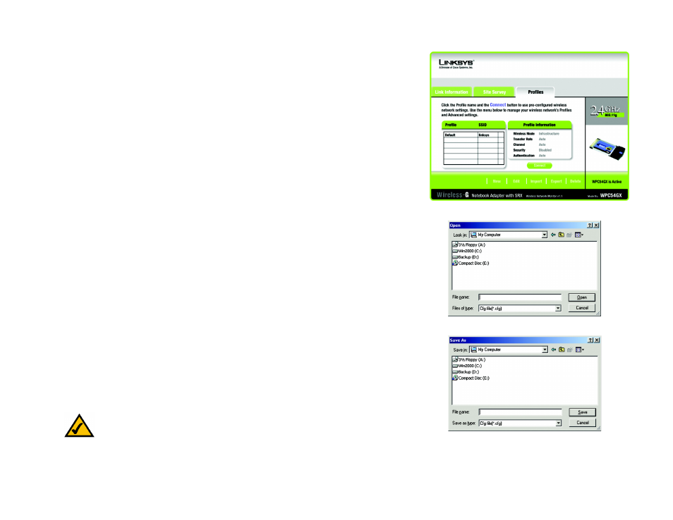 Profiles | Linksys WIRELESS-G WPC54GX User Manual | Page 20 / 50