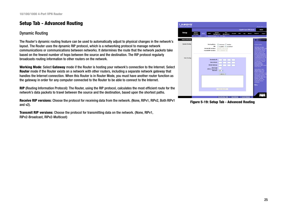 Setup tab - advanced routing | Linksys RV0041 User Manual | Page 33 / 99