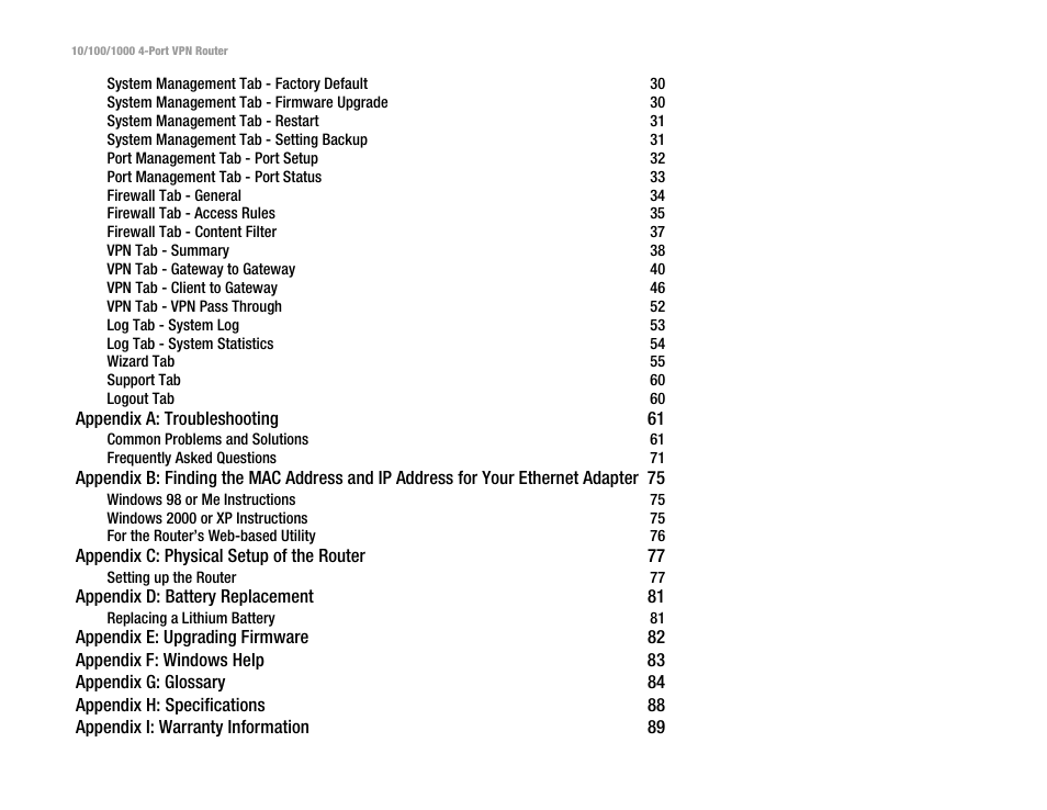 Linksys RV0041 User Manual | Page 4 / 99