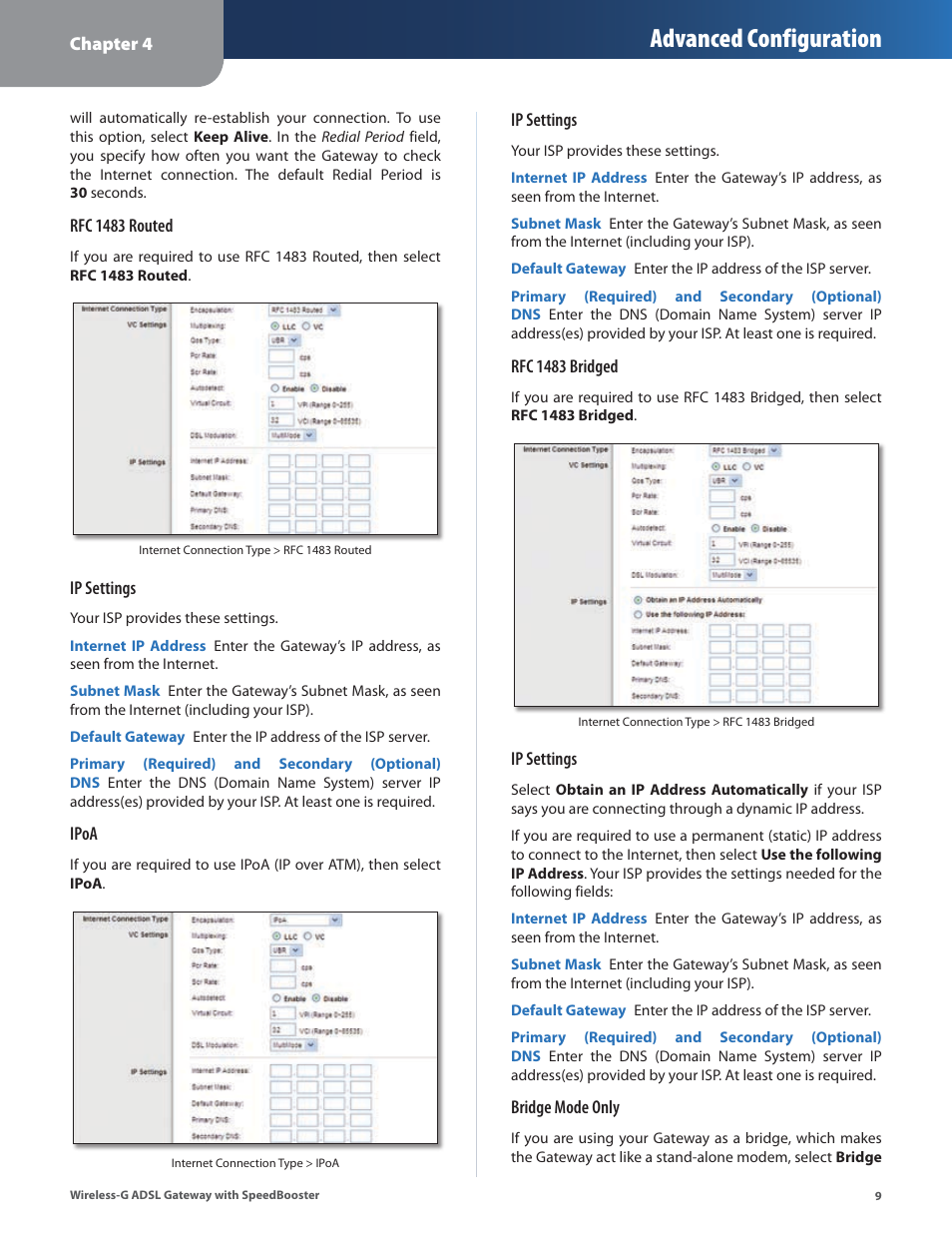 Advanced configuration | Linksys WAG54GS User Manual | Page 10 / 38