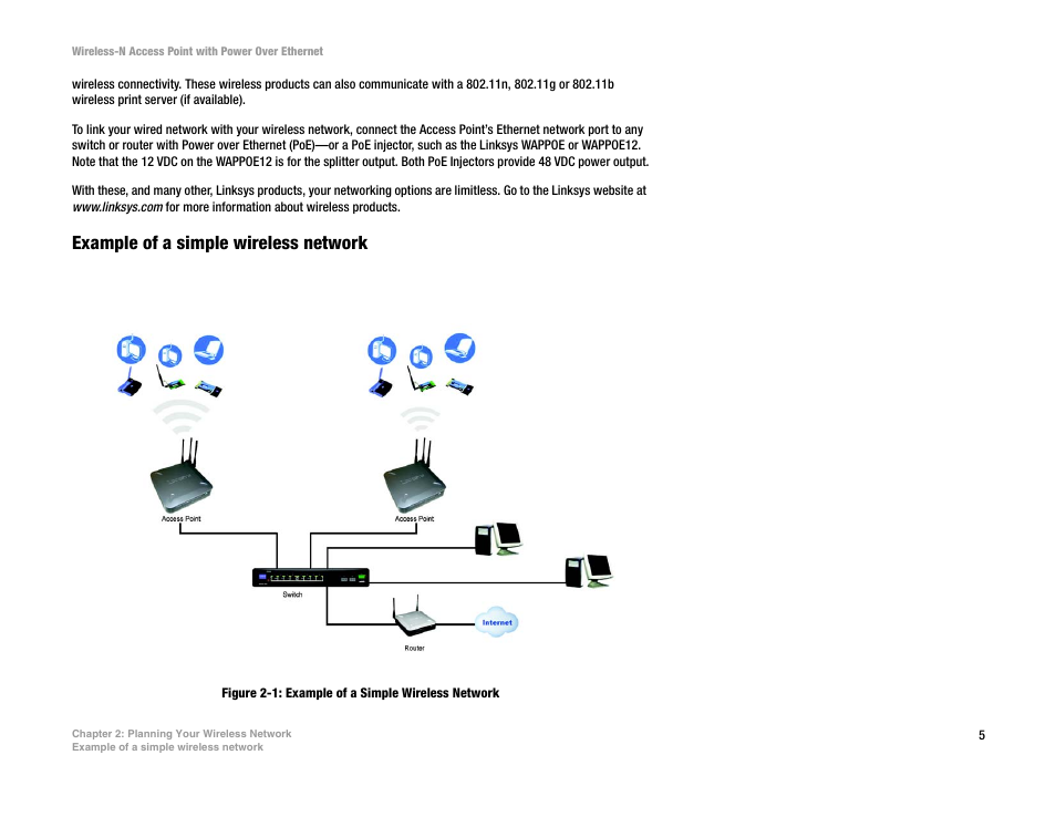 Example of a simple wireless network | Linksys WAP4400N User Manual | Page 11 / 69