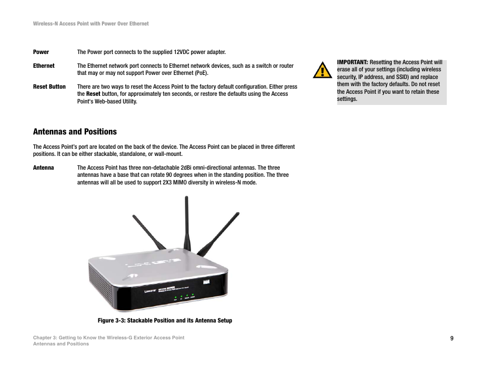 Antennas and positions | Linksys WAP4400N User Manual | Page 15 / 69