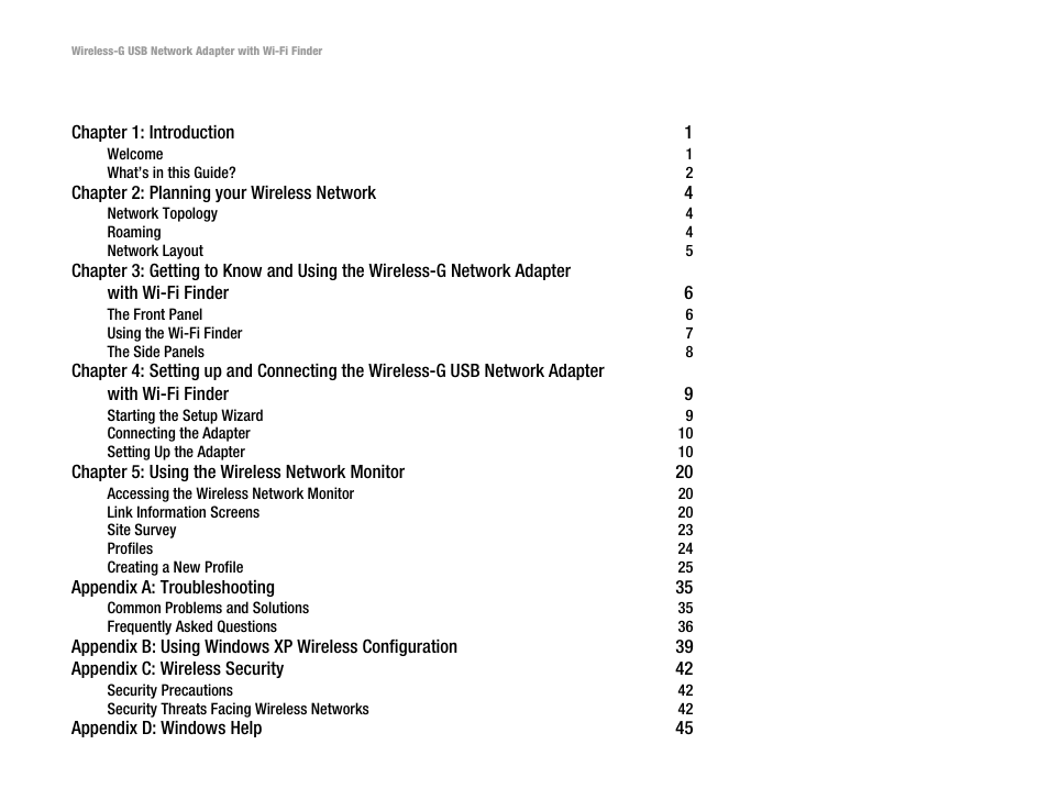 Linksys WUSBF54G User Manual | Page 3 / 63