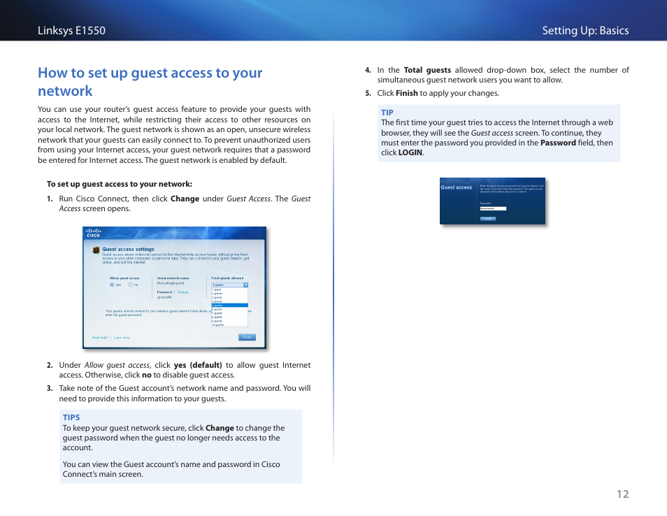 How to set up guest access to your network, How to set up guest access to your network 12 | Linksys E1550 User Manual | Page 15 / 55