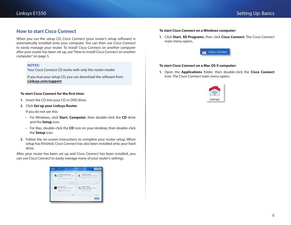 How to start cisco connect, See “how to start cisco connect | Linksys E1550 User Manual | Page 7 / 55