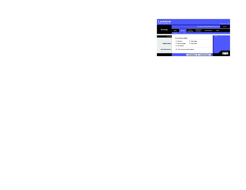 The security tab - firewall | Linksys RT41P2-AT User Manual | Page 26 / 71