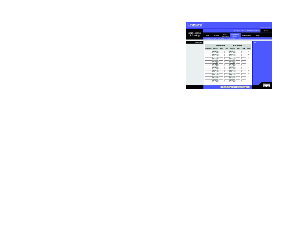 The applications & gaming tab - port trigger | Linksys RT41P2-AT User Manual | Page 31 / 71