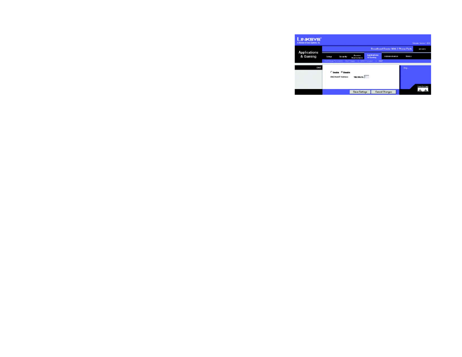 The applications & gaming tab - dmz | Linksys RT41P2-AT User Manual | Page 34 / 71