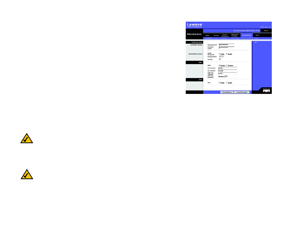 The administration tab - management | Linksys RT41P2-AT User Manual | Page 35 / 71