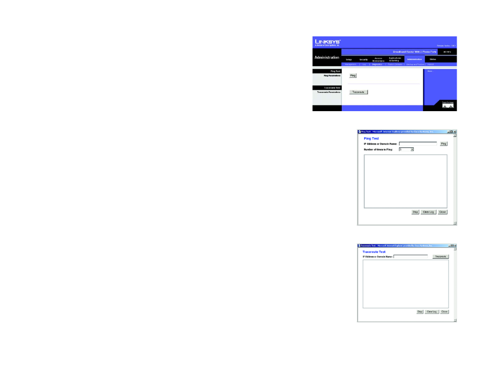 The administration tab - diagnostics | Linksys RT41P2-AT User Manual | Page 38 / 71