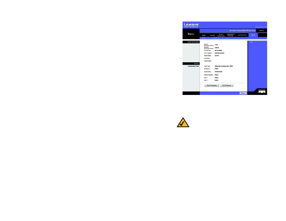 The status tab - router | Linksys RT41P2-AT User Manual | Page 41 / 71
