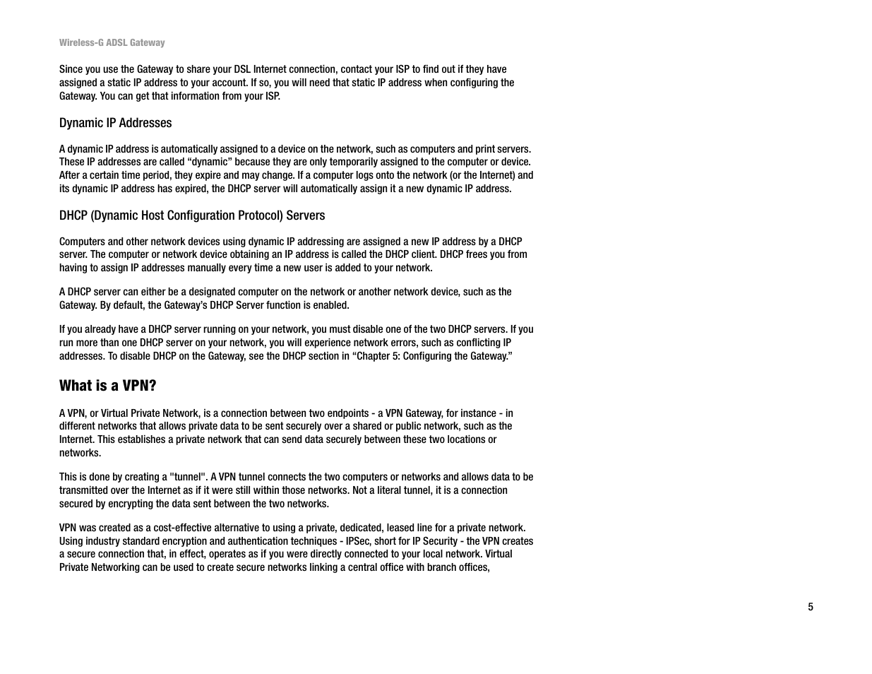 What is a vpn | Linksys WAG54G User Manual | Page 12 / 95
