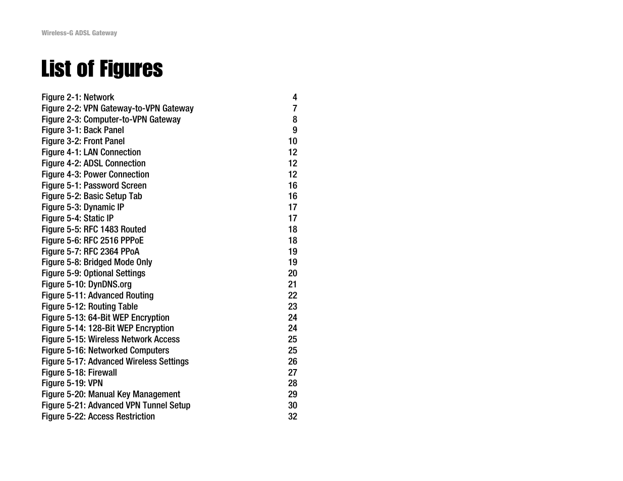 List of figures | Linksys WAG54G User Manual | Page 5 / 95