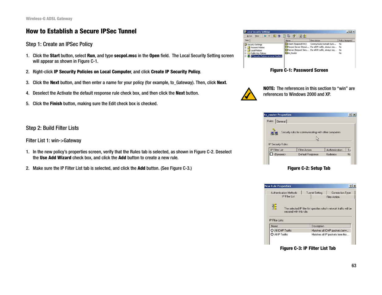 How to establish a secure ipsec tunnel | Linksys WAG54G User Manual | Page 70 / 95